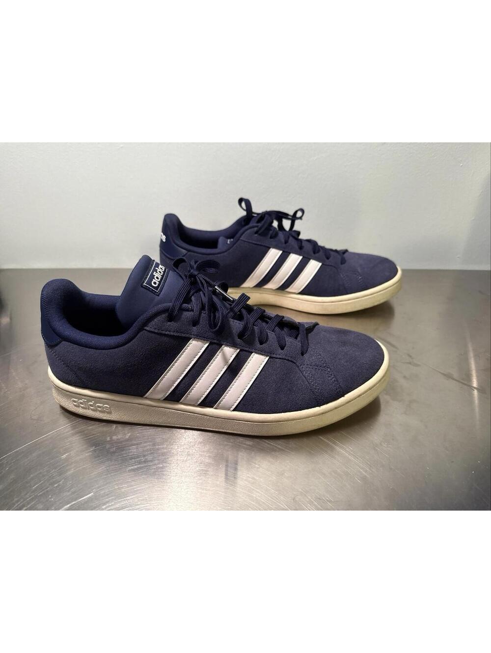Adidas Tennis Sneaker Blue Triple White Stripe Lace Men Shoes F36410 Size 13